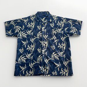 Cache Creek Hawaiian Aloha Shirt Men’s XL Floral Palm Tree AOP Blue / White Read